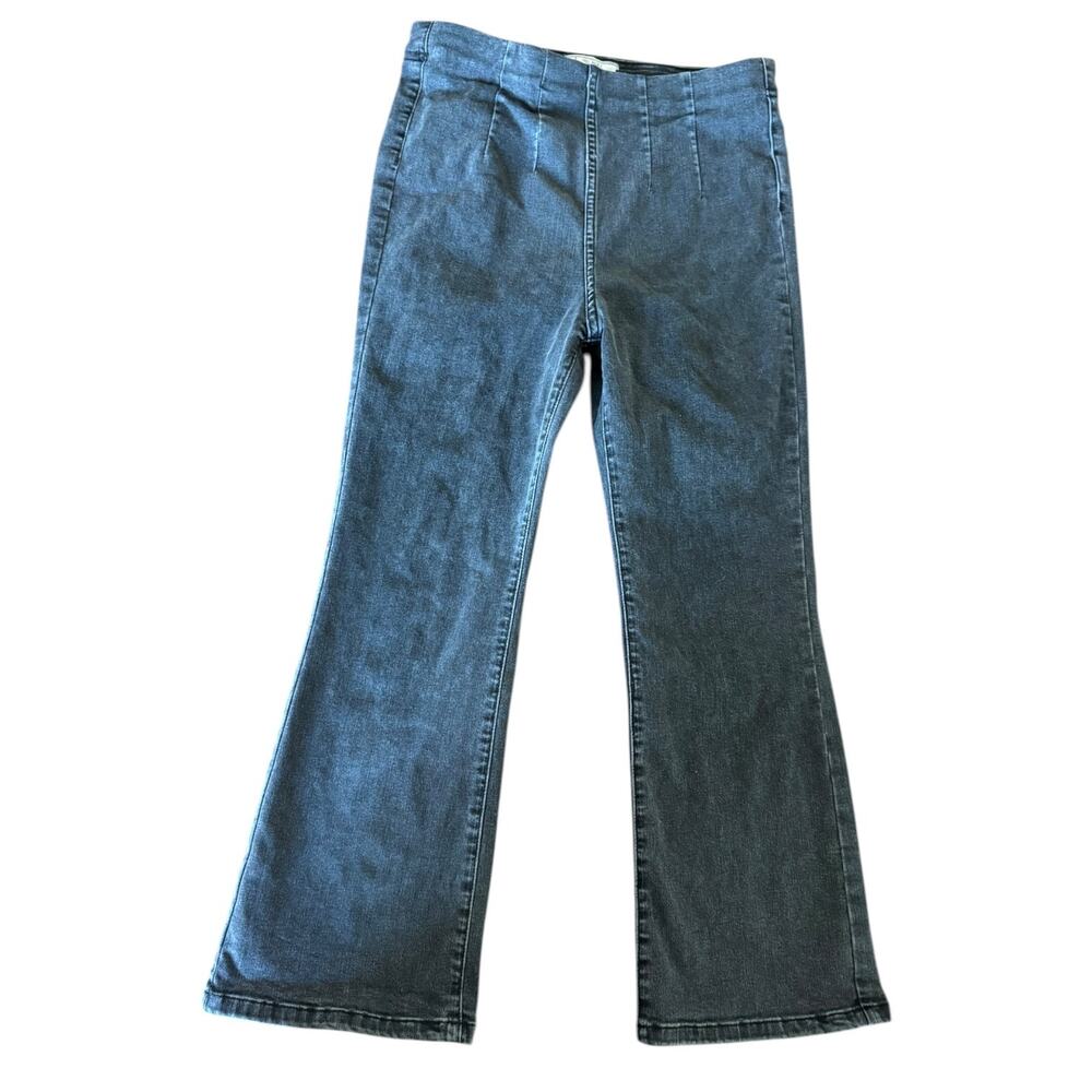 Free People Pull On Jeans W29 Ultra High Rise Cropped Flare Black Boho - Picture 3 of 9